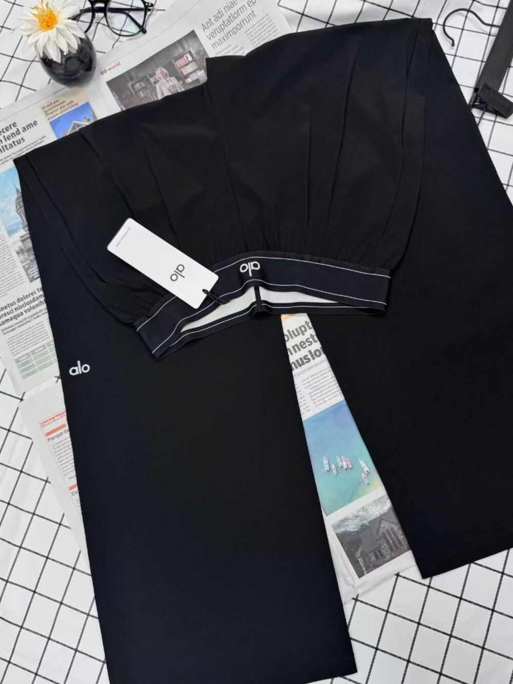 NWT ALO Yoga Suit Up Wide Leg Trouser,Black,30-inch length💟Travel Summer - Picture 3 of 8